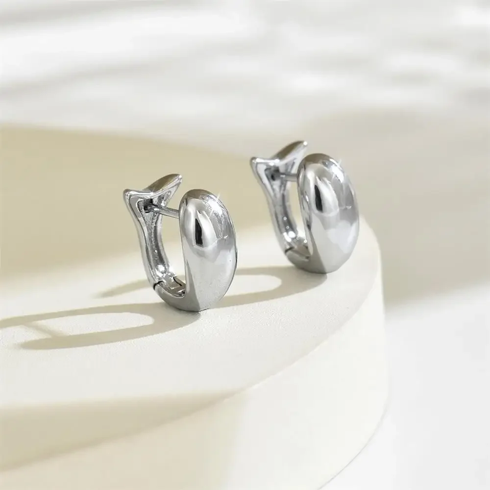 Chubby Dome Small Hoop Earrings for Women Polished Waterproof 18K Gold Plated Lightweight Huggie Ear Buckle Charm Jewelry Bijoux