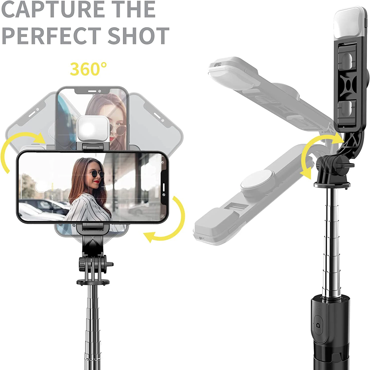 Selfieshow Mini Fill Light Phone Holder 75cm Wireless Bluetooth Portable Tripod Selfie Stick Stand For Live Broadcast Huawei