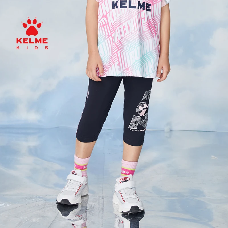 

Детская одежда KELME, эластичные укороченные брюки для девочек, летние модные повседневные спортивные Леггинсы 5225DD4032