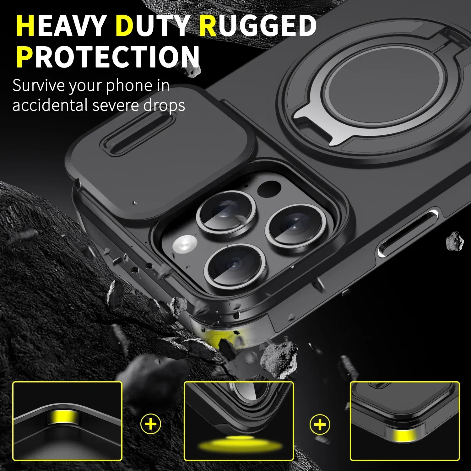 Magnetic Rugged Armor Case For iPhone 16 15 Pro Max Plus Camera - Detail 1