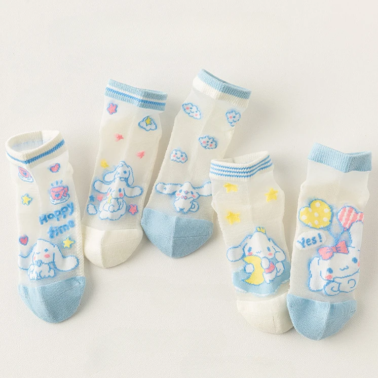 

5 пар/партия, Детские сетчатые носки Sanrio Cinnamoroll