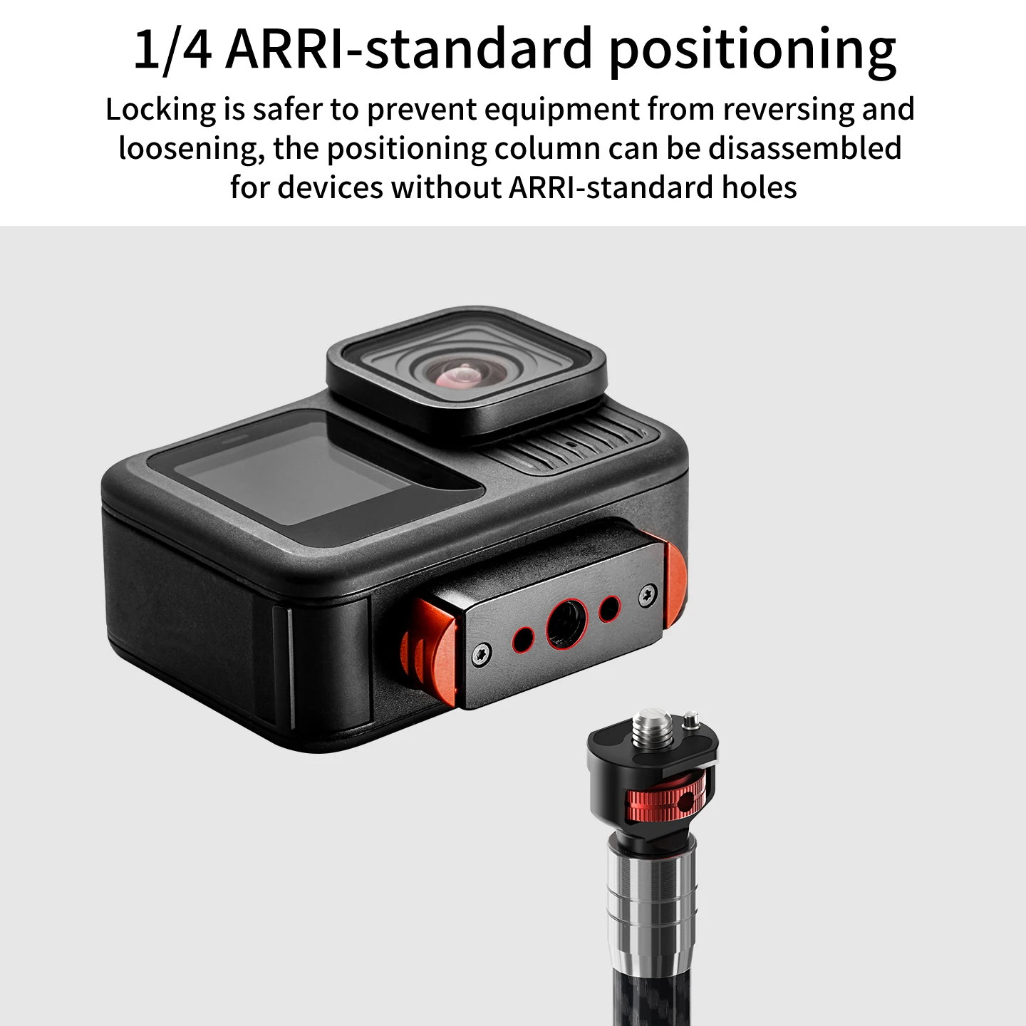 Kohlefaser-Verlängerungsstange, Doppelkopf, 17 mm, 1 Zoll Kugel auf 1/4 Zoll Halterung für GoPro DJI Osmo Action Insta360 Kamera-Stick, Stativ, Einbeinstativ – Detail 6