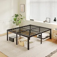 20 Inch Bed Frame No Box Spring Needed Heavy Duty Metal Tall Platform Bed Frame with Large Storage Space, Easy Assembly 1