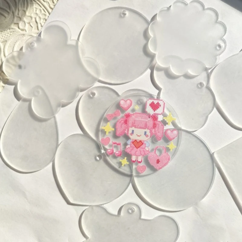 

30Pcs Acrylic Keychain Blanks Acrylic Transparent Keychain Circle Heart Shaped Keychain Blanks for DIY Crafts Projects