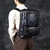 Men's Leather Double Shoulder Baothead Layer Cowhide Backpack Large Capacity Travel Bag Leisure School Bag Simple Computer Bag 3