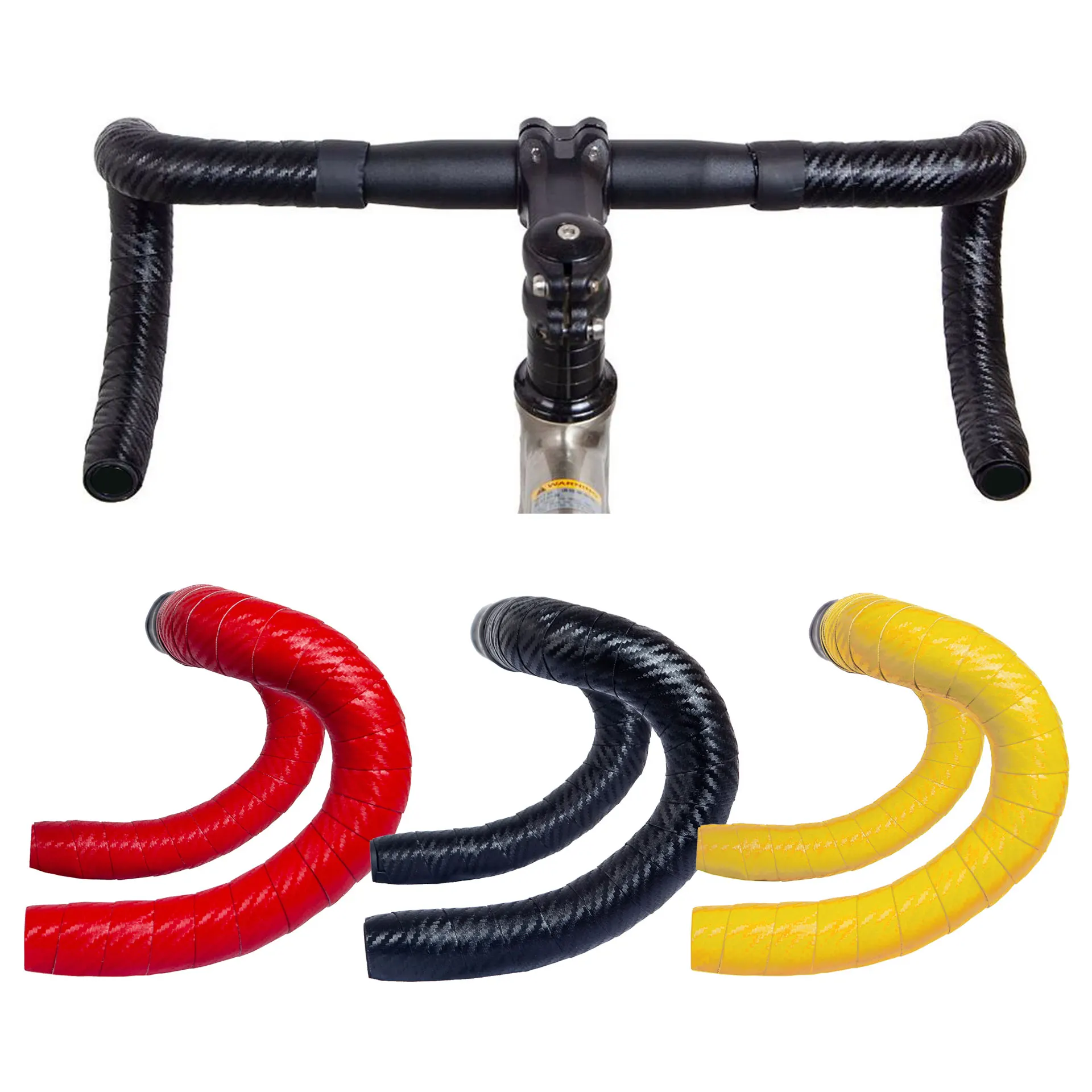 Bike Handlebar Tape Anti-slip Shock Absorption Cycling Wrap End Plug