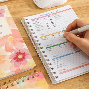 Quaderno di conteggio finanziario settimanale giornaliero in inglese Quaderno a spirale di grandi dimensioni Libro di budget per contanti di ingressi e spedizioni per la casa 1