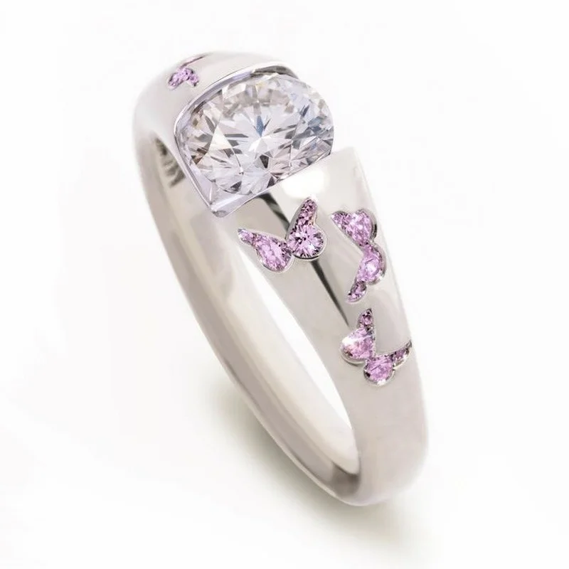 Fashion rings Creative Women Fashion Butterfly Ring Inlaid White Stone Engagement Rings