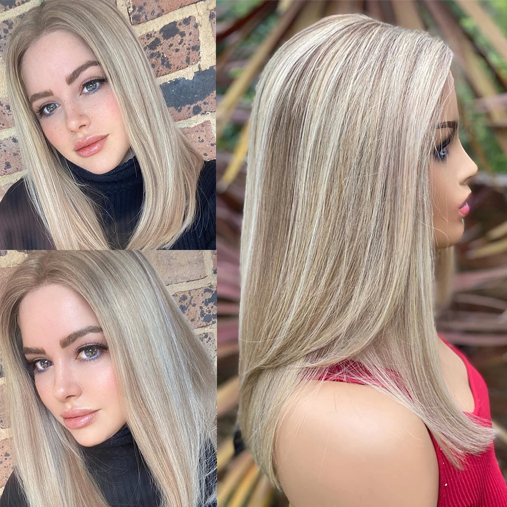 

Ash Blonde Short Bob Wig Virgin Human Hair Full Lace Wigs Balayage Highlights HD 13x6 Straight Lace Front Wig Perfect Daily Use