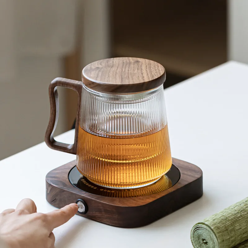 19W Cup Heater Mug Warmer 55°C Hot Tea Makers Warmer Coaster Cup Heaters Coffee Milk Tea Heating Pad 220V For Gift 4