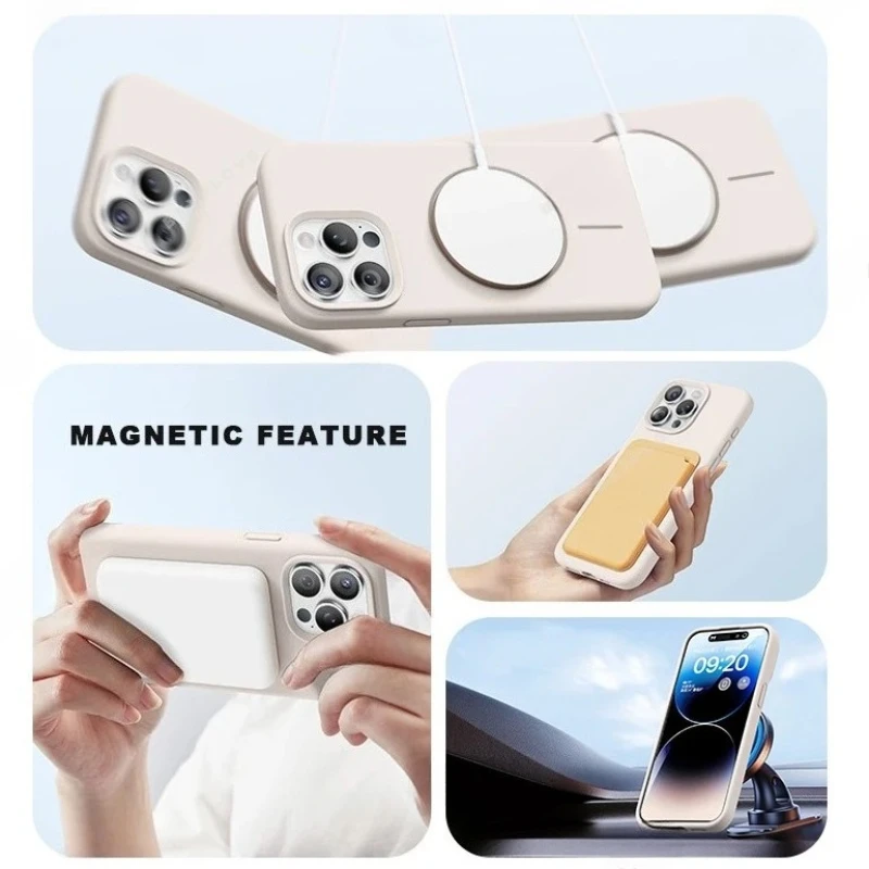 Liquid Silicone Magnetic Phone Case with Lanyard and Magsafe Charging Capability
