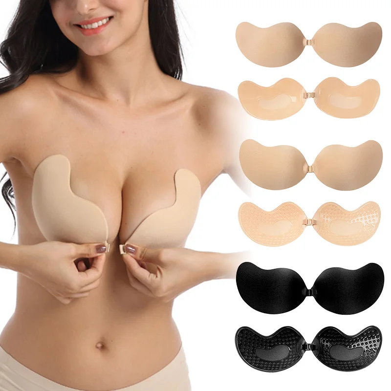 

Strapless Push Up Bras Women Sexy Backless Silicone Bralette Mango Shape Invisible Strapless Adhesive Stick Bra Chest Nude Bra