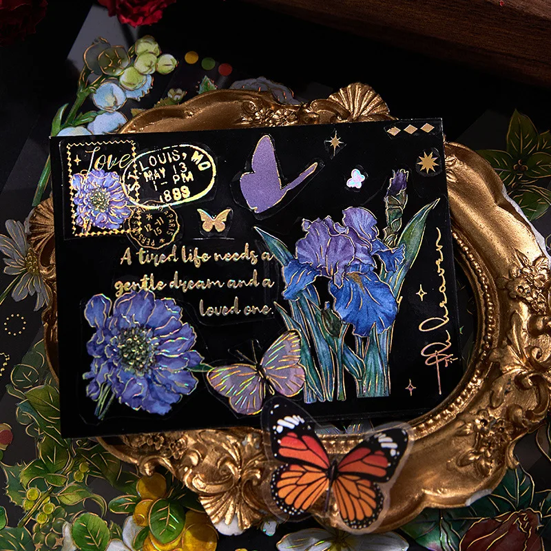 20Pcs Brief Von Die Blume Dekorative Stanzen Aufkleber Retro Schmetterling Scrapbooking Label Tagebuch Album Telefon Journal Planer