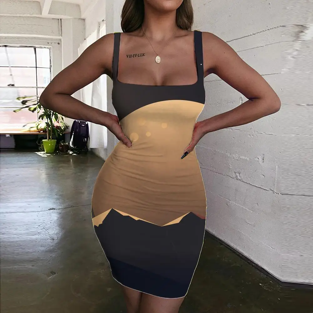 

KYKU Starry Sky Skirts Women Moon Print Skirt Mountain Office Painting Pencil 3d Skirt Ladies Skirts Womens summer Anime Party