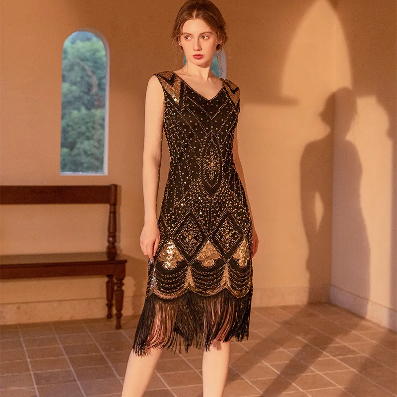 1920s Great Gatsby Vintage Beaded Sequins Tassel Flapper Evening Dress Plus  Size Cocktail Sexy Prom Dress - AliExpress 200000532