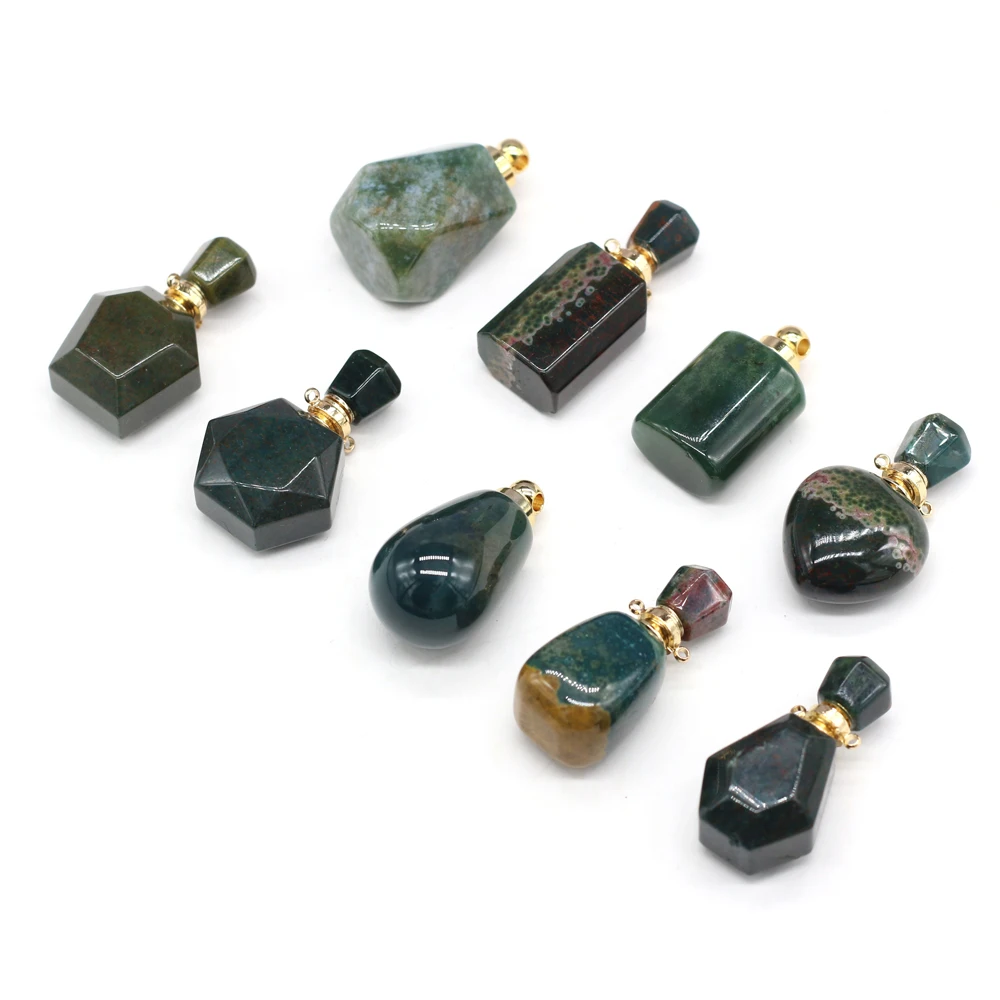 Pietra Semipreziosa Naturale Onice Indiano Diffusore Di Olio Essenziale Ciondolo Bottiglia Di Profumo Gioielli Con Ciondoli Collana Fai Da Te