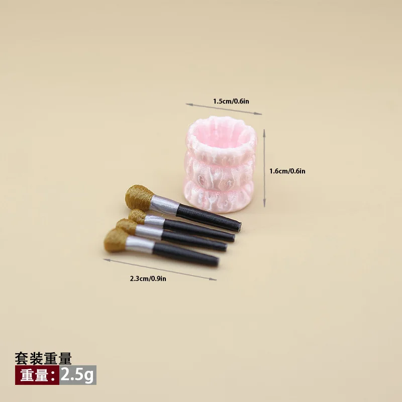 1set Mini Makeup Set Cosmetic Mirror Lipstick Eyeshadow Brush Comb Model Miniature Accessories Desktop Decoration Ornament