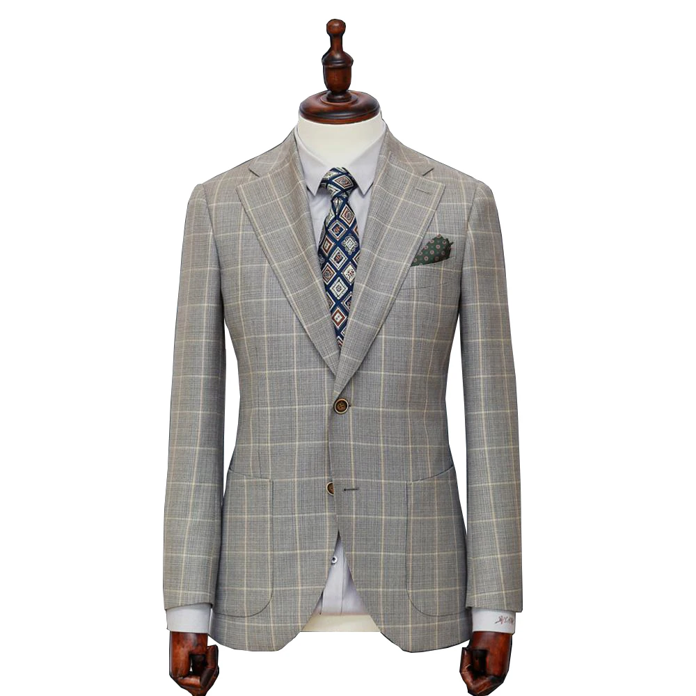 

Tailored Wedding Suit Men Custom Made 100% Wool SUPER 150s Business Suits Bespoke Tailore Casual Suit Green Plaid Suits men