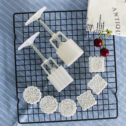 6 Style Round/Square Flower Mooncake Mold Set Mid Autumn Festival DIY Hand Pressure Fondant Moon Cake Mould Decoration Tool New