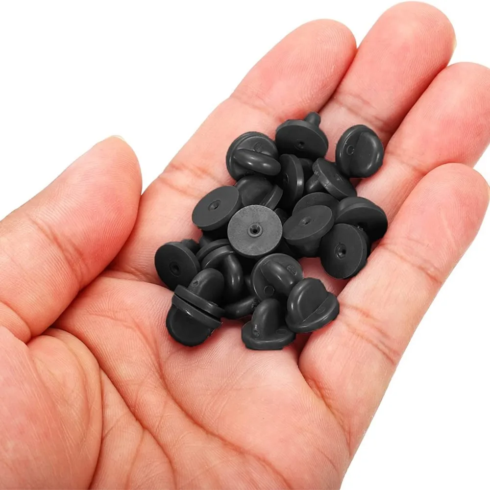 50pcs PVC Rubber Pin Backs Butterfly Clutch Tie Tack Lapel Holder Clasp Pin Cap Keepers Uniform Badges Replacements