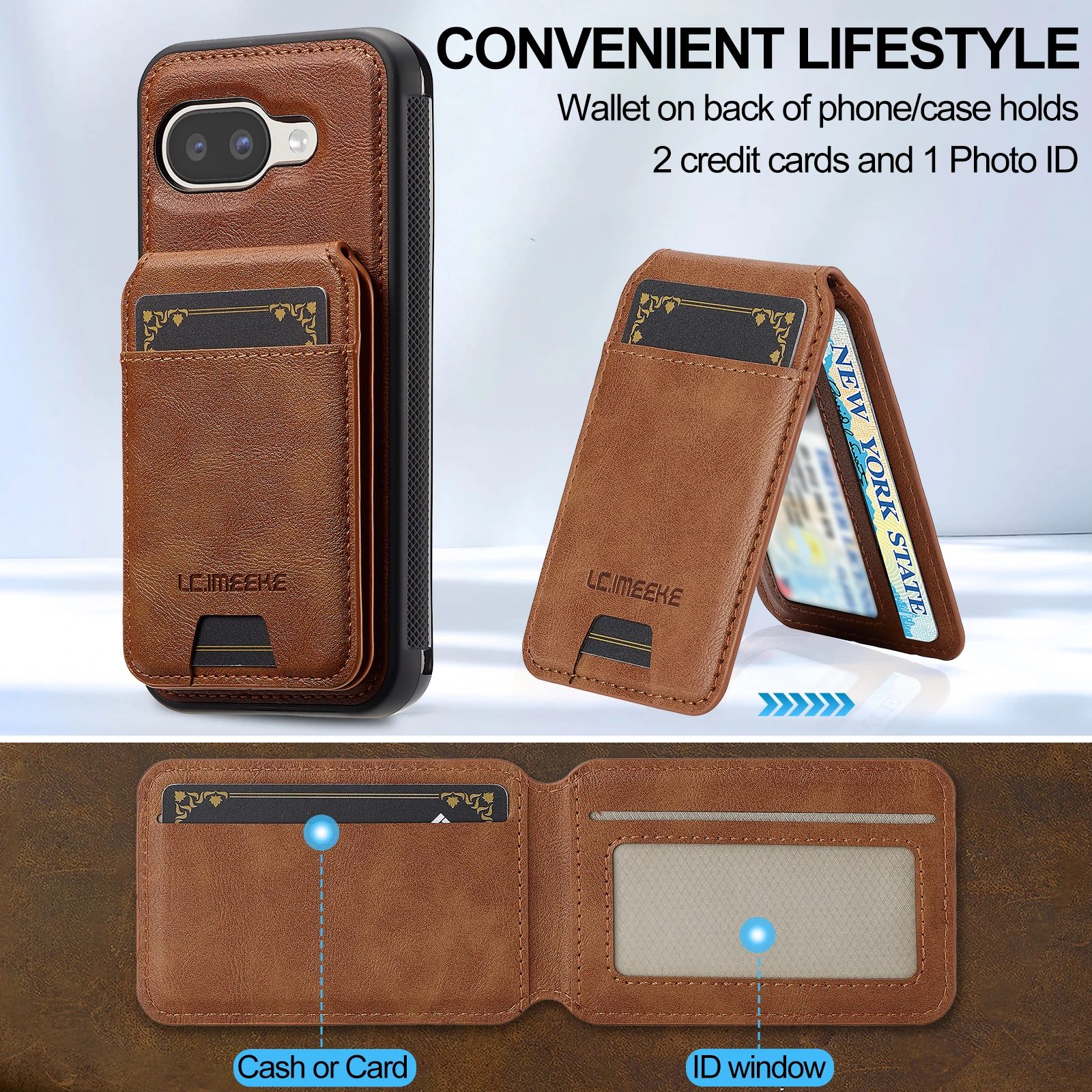 Detachable 2-in-1 Leather Wallet Phone Case with Vertical Holder