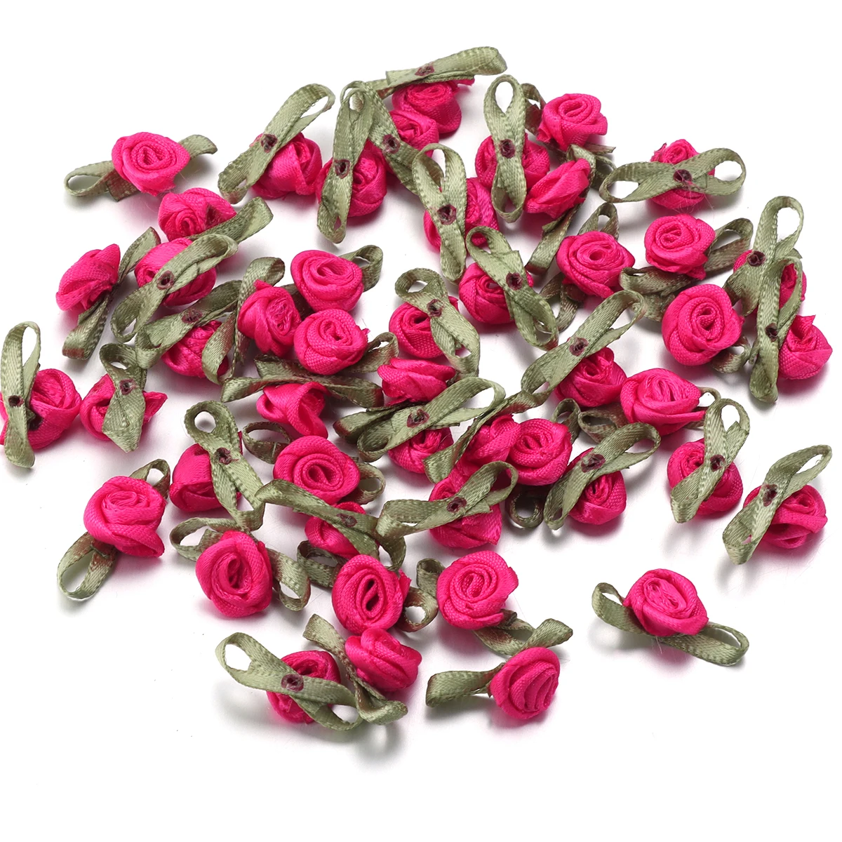 Set of 50 Mini Rose Artificial Flower Heads - Polyester Roses for DIY Wedding Decor and Craft Accessories