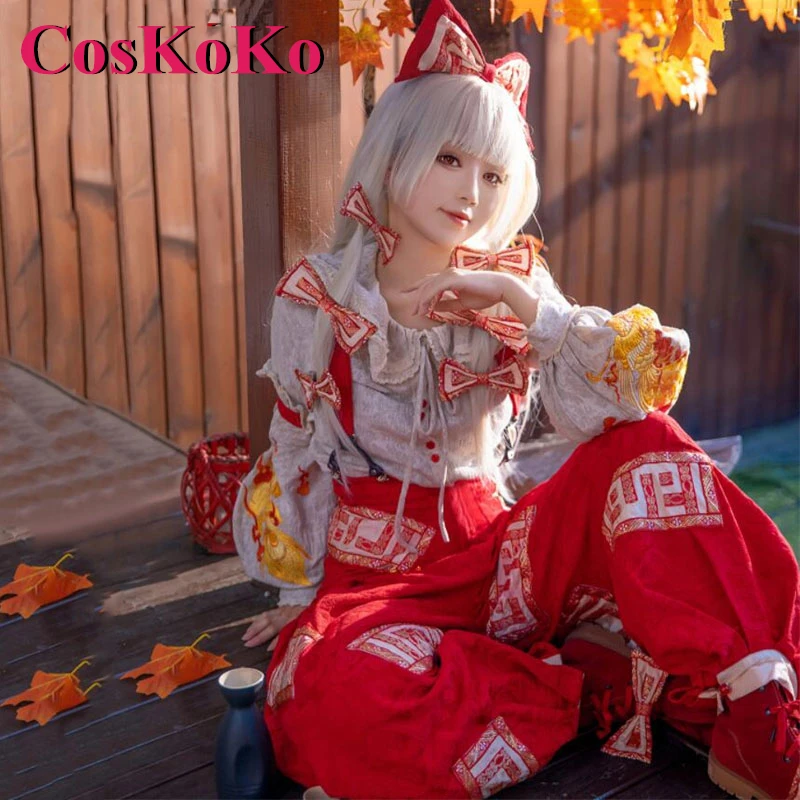 CosKoKo 후지와라 노 모코쿠 코스프레 애니메이션 게임 동방 프로젝트 코스튬 러블리 스위트 유니폼, 할로윈 파티 역할 놀이 의류, 신제품