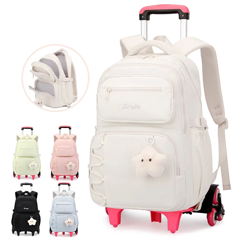 Children School Backpack for Girls Trolley Bag with Wheels Students Backpack Kids Book Bag Rolling School bag Wheeled Backpack 1