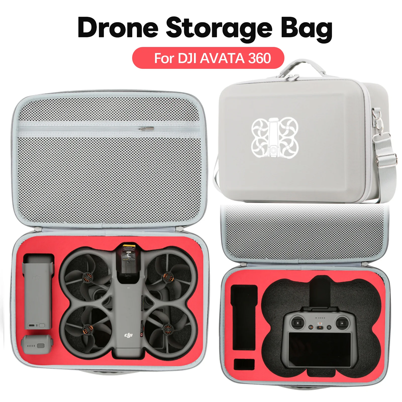 DJI 아바타 360용 PU 가죽 케이스, 방수 및 충격 방지 보관 가방 (손잡이 및 후크 포함), 플라이 모어 콤보용 방진 여행용 박스