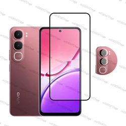 Premium Full Cover Tempered Glass Screen Protector with Camera Lens Film - 6.68 Inch for Vivo Y21d (1 Glass and 1 Len)
