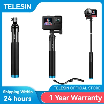 TELESIN Aluminum Alloy Extendable Handheld Selfie Stick Telescoping Pole for GoPro Hero 11 10 9 8 7 6 5 Insta360 Osmo Action 1
