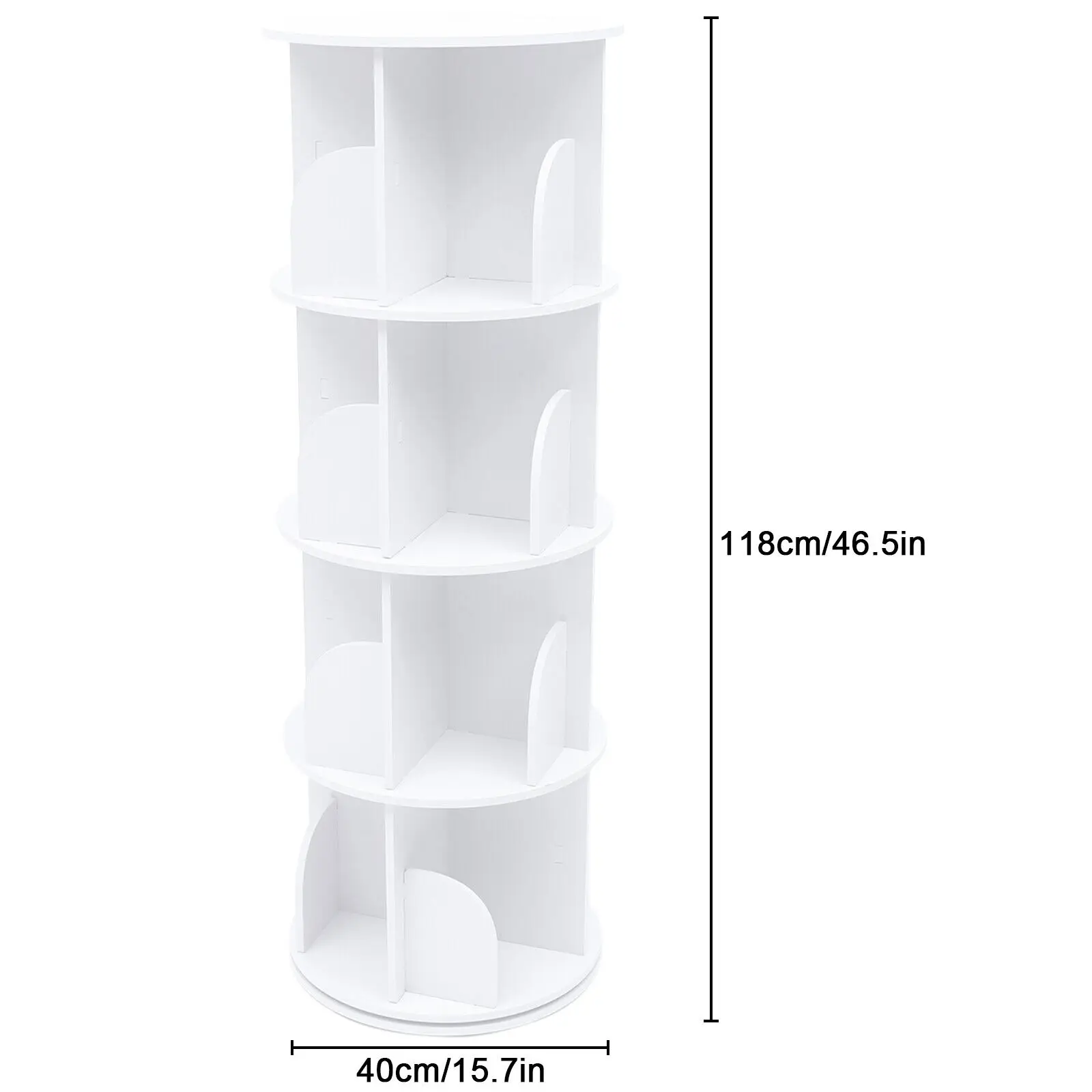 4-Layer Rotating Bookshelf Bookcase,360° Freestanding Storage Shelf Display Rack Bookcases Furniture 5