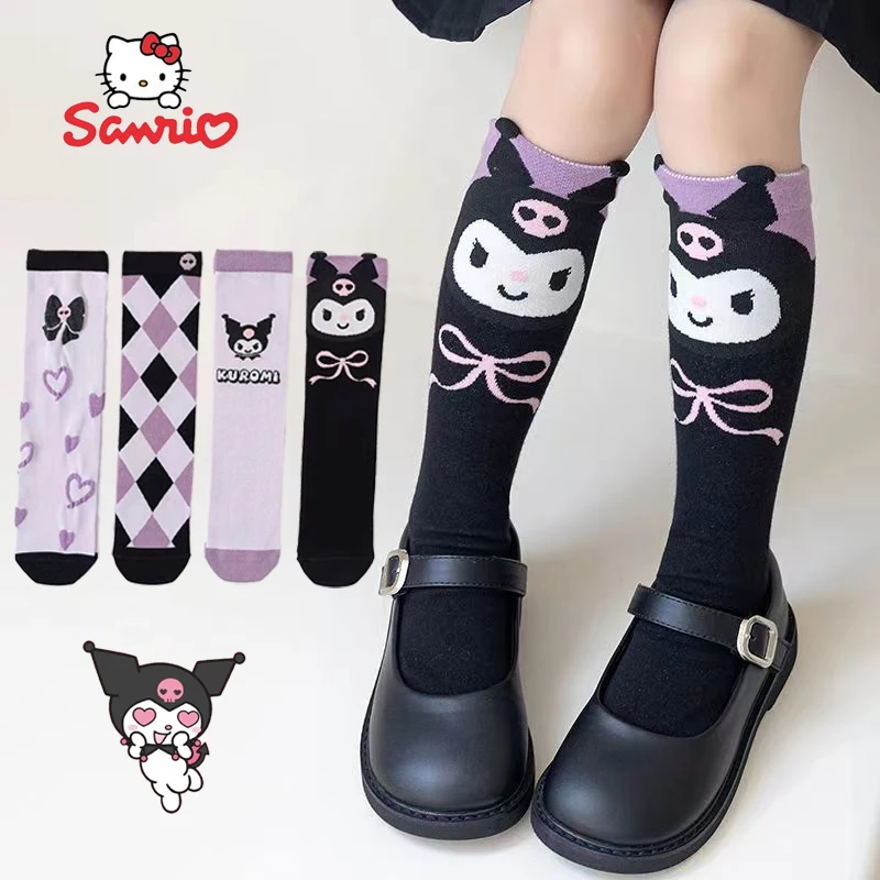 Sanrio Kuromi socks children's pure cotton long stockings dance stockings Japanese style JK Lolita cute girl sweet accessories children socks