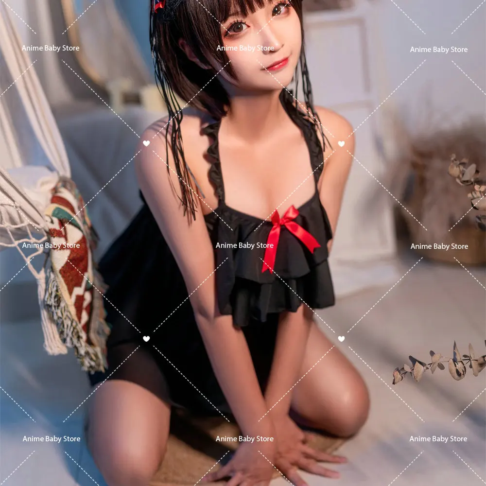 

Black Cute Cat Girl Mesh Ruffle Flap Sexy Black Cat Hollow Out Underwear Tail Fat Suit Cosplay Costumes Anime Cosplay