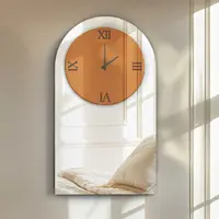 Large Wall Clock Living Room Decor Clock with Arched Mirror Edge for Entrance Hallway Bedroom Office 90 x 50 cm /100x32 cm - Image 4