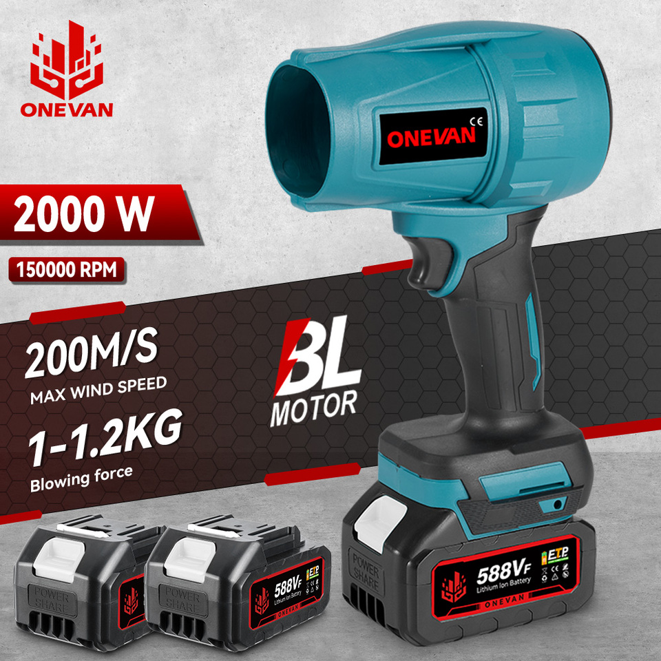 OENVAN 200M/S Brushless Turbo Jet Fan 2000W Handheld Cordless Electric Air Blower Dust Snow Removal Tool for Makita 18V Battery