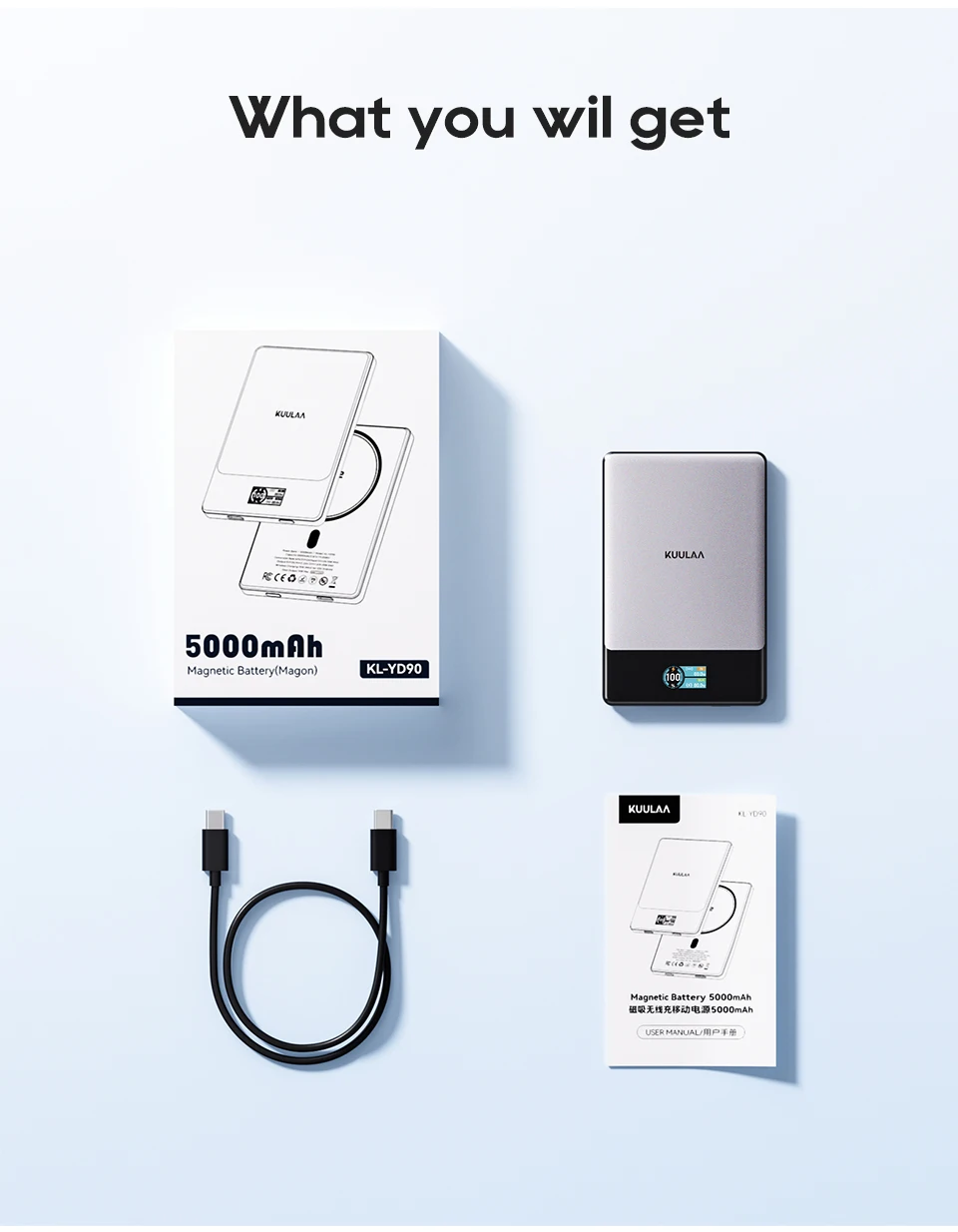 Kuulaa Qi2 Magnetic Power Bank 5000mAh PD 22.5W