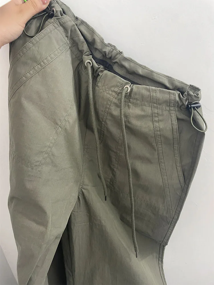 

Women Drawstring Baggy Pockets Cargo Pants Casual Streetwear Elastic Waist Sweatpants Army Green Aesthetic Hiking Pant Hiphop