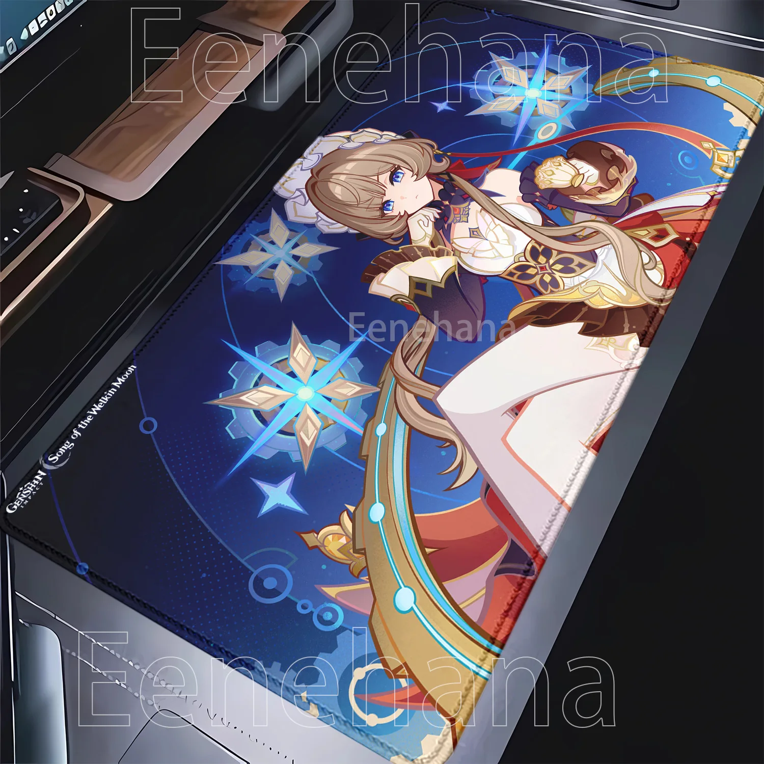 Genshin Impact Anime Kawaii Girl Gaming Mouse Pad - HD Print Desk Mat, Rubber Office Carpet with Overlock Edges