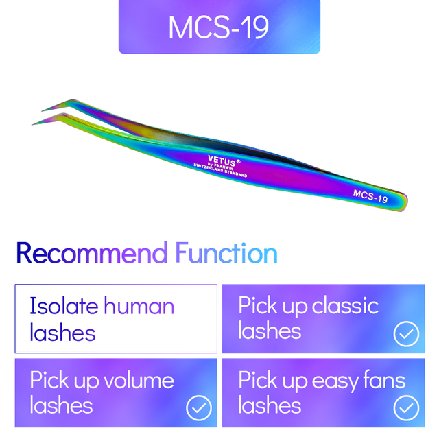 Vetus MCS All size single pack tweezers for eyelash extensions