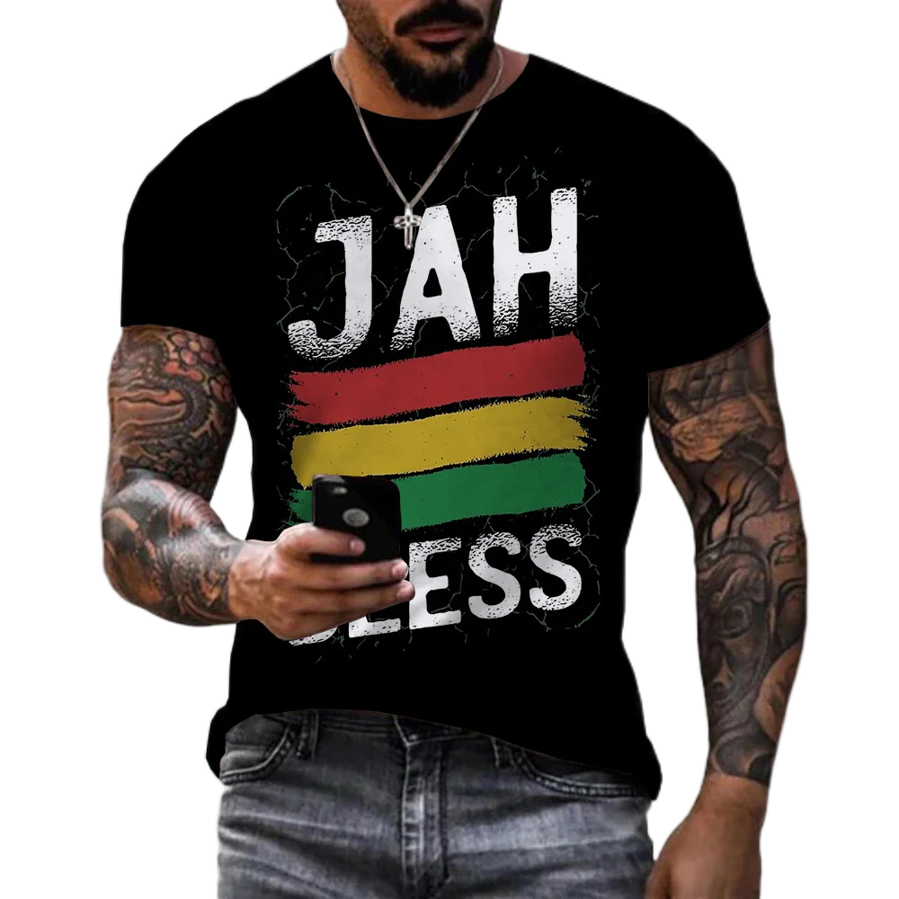 

Personality Jah Print 3D Men's T Shirt Boys Unisex Casual Fashion Reggae Crew Neck Short Sleeve T Shirt 6XL