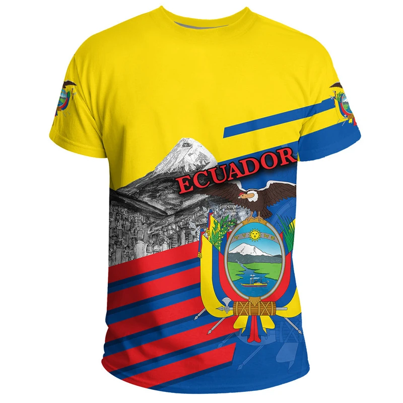 Ecuador fotbollströja med flagga 3d tryckt ventilerande_voghion.com