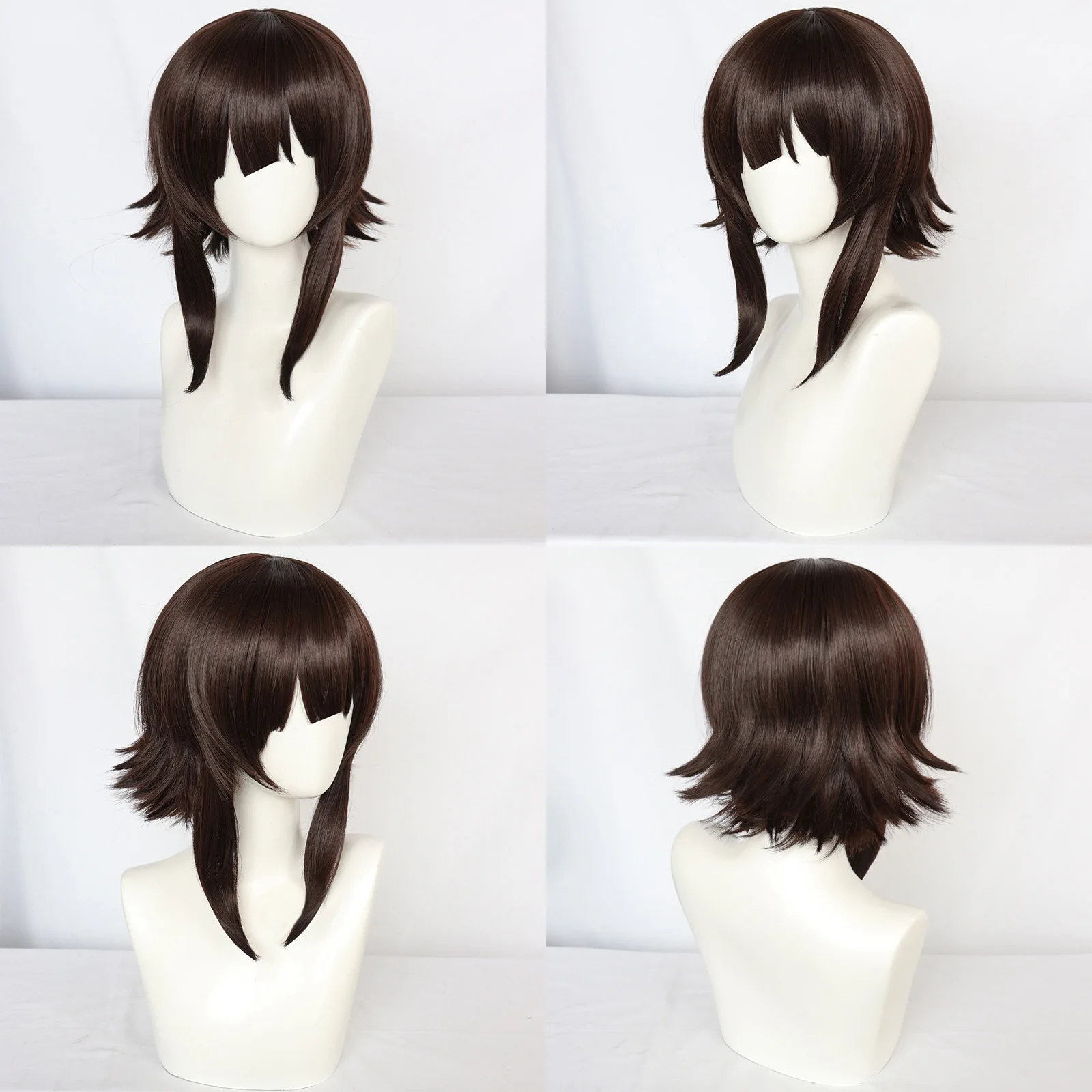 Synthetic Hair Brown Short Straight Offering Blessings for a Better World Cosplay Wig for Halloween Christmas - 5