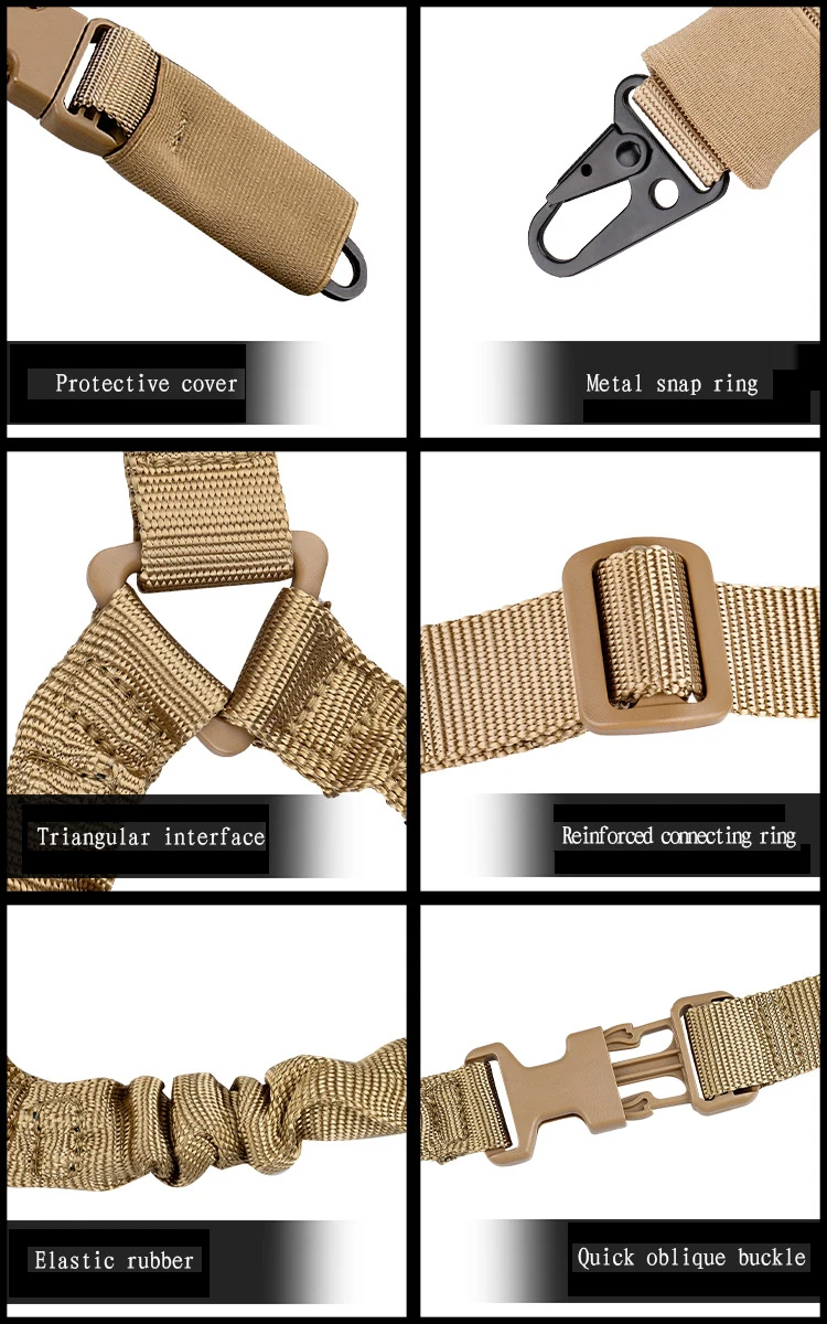 Description Picture 5 of itemTactical Gun Single Point Sling Adjustable Bungee Rifle Shoulder strap length for Airsoft Hunting Accessories Strap M4 with pad