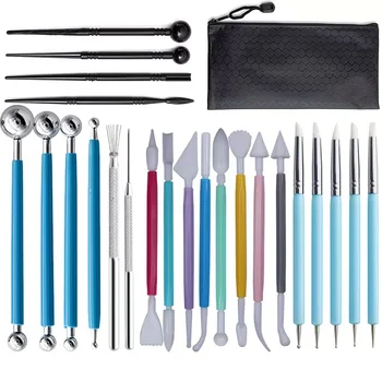 Kit di strumenti per argilla polimerica da 24 pezzi – Set multifunzionale per intaglio e scultura, per arte della ceramica, modellazione di ceramica, artigianato fai-da-te