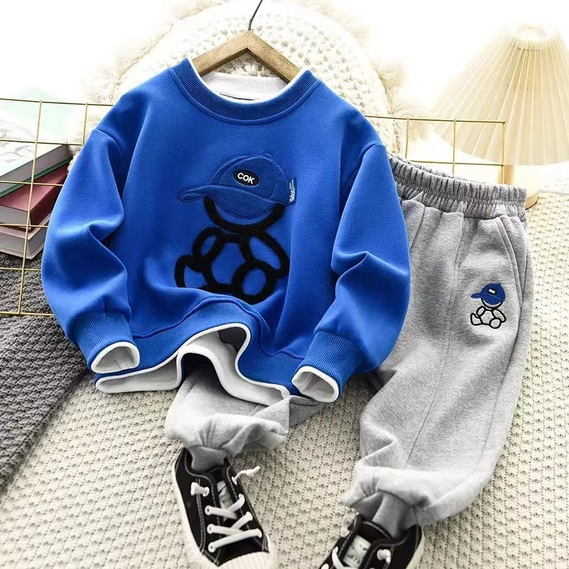 

Autumn Baby Girl Boy Clothes Set Cartoon Bear Sweater Top and Pants Buttom Suit Children 2 Pieces Tracksuit Winter Loungewear