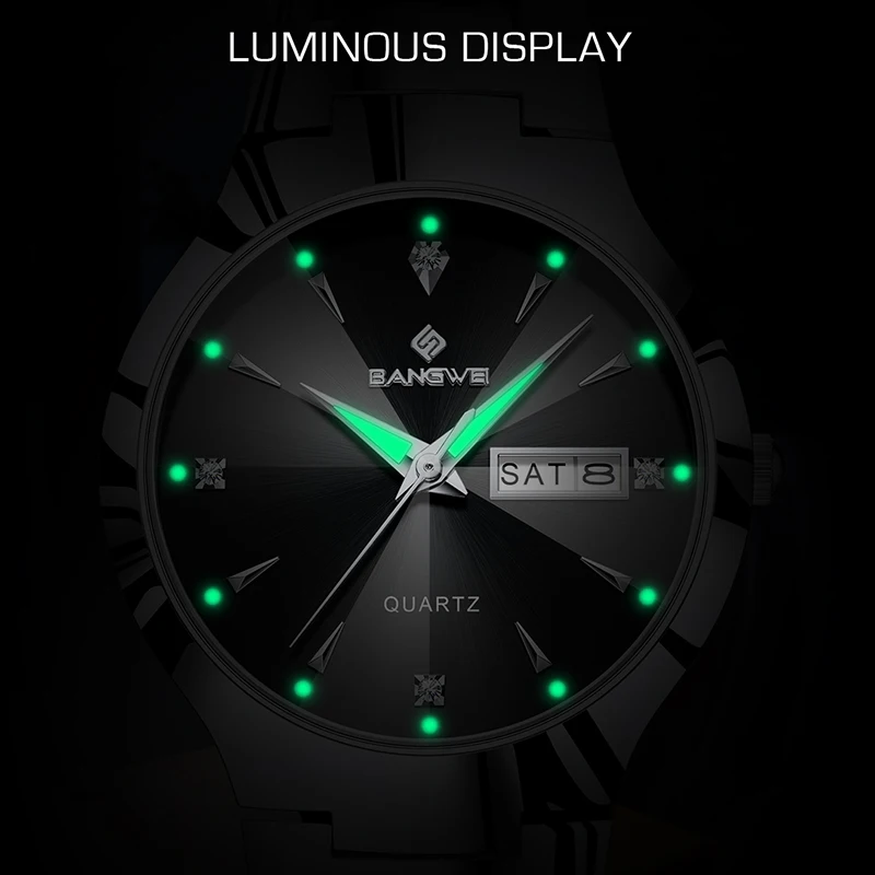 BANGWEI New Fashion Ladies Quartz Watches Simple Elegant Week Date Waterproof Watch For Women's Sports Luminous Chronograph