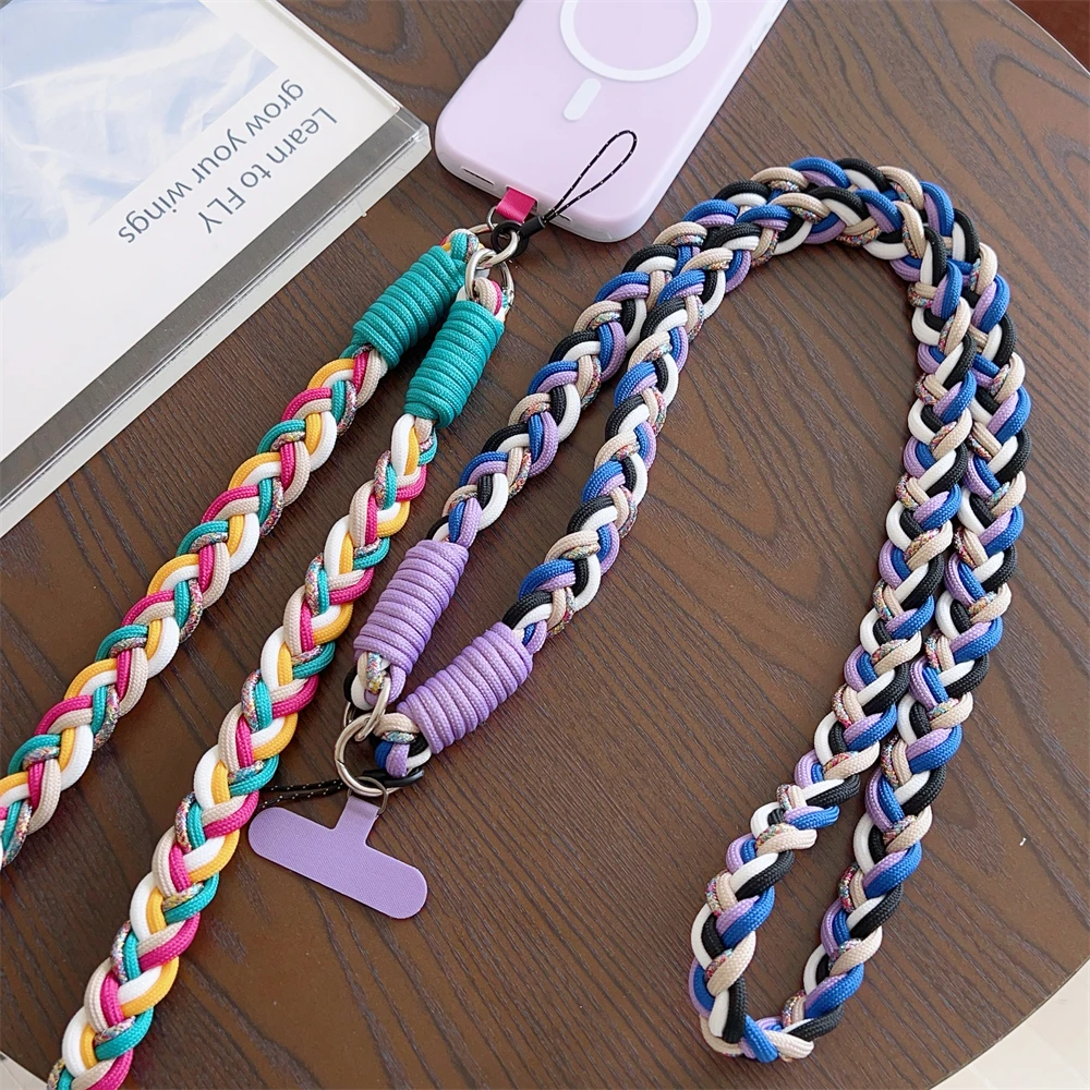 Handwoven Adjustable Crossbody Phone Lanyard with Shoulder Strap and Cardholder Bracelet
