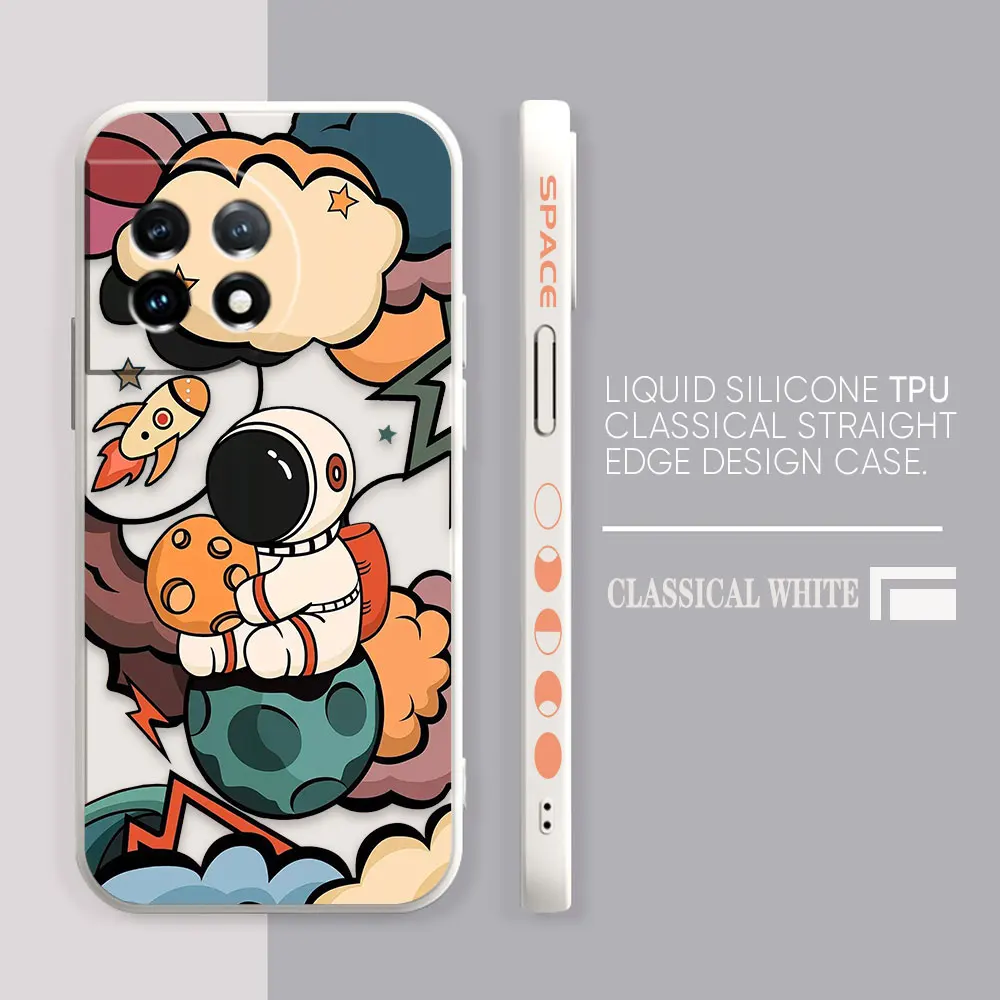thumbnail image 1 of Case For Oneplus 5 6 9 9R 8 8T 7 7T A3 2 2V NORD 3 2 Lite Pro Simple Liquid Silicone Case Cartoon Spa3 Astronaut, 1 of 5