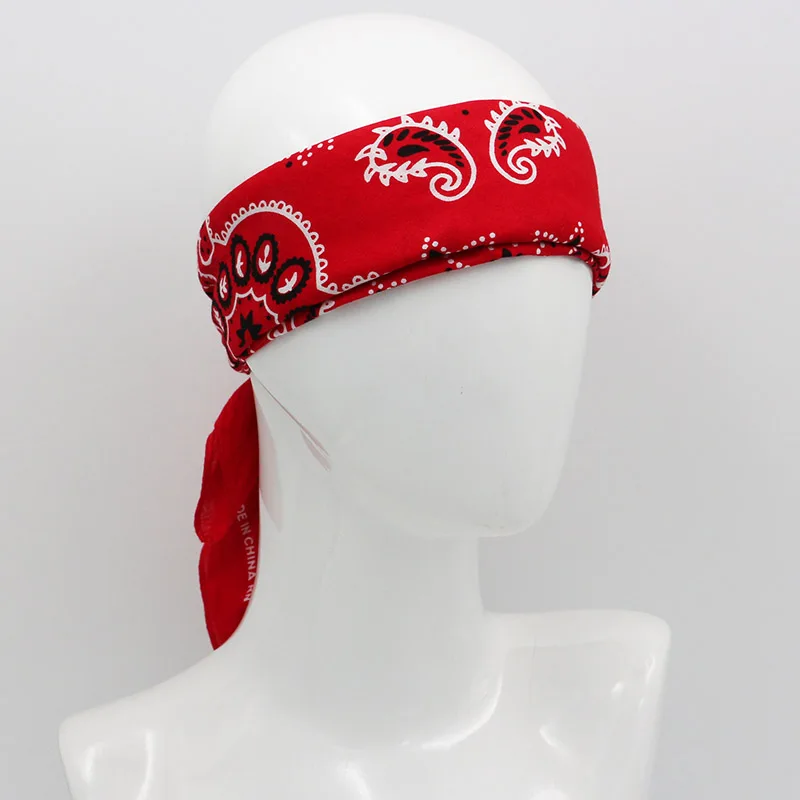 68CM Retro Blue Red Paisley Large Square Bandana Cotton Hip Hop Headband Scarf 4
